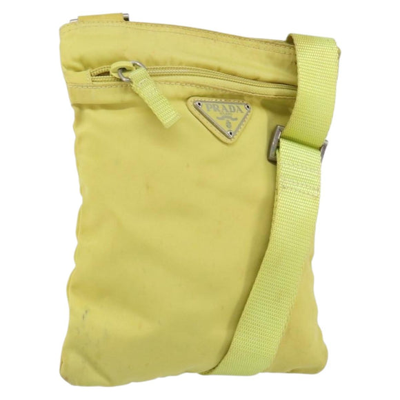 PRADA Shoulder Bag Nylon Yellow Silver Auth 152691