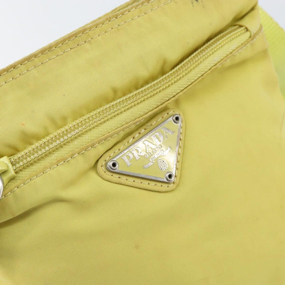 PRADA Shoulder Bag Nylon Yellow Silver Auth 152691