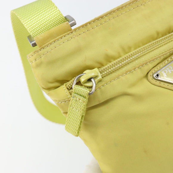 PRADA Shoulder Bag Nylon Yellow Silver Auth 152691
