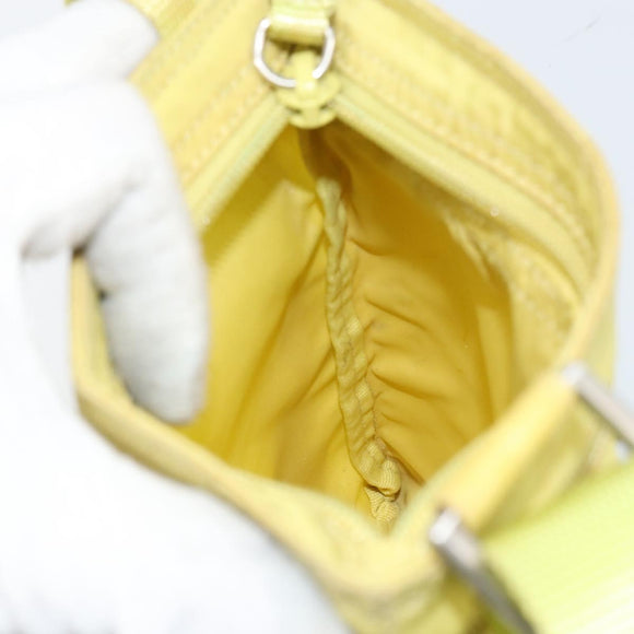 PRADA Shoulder Bag Nylon Yellow Silver Auth 152691
