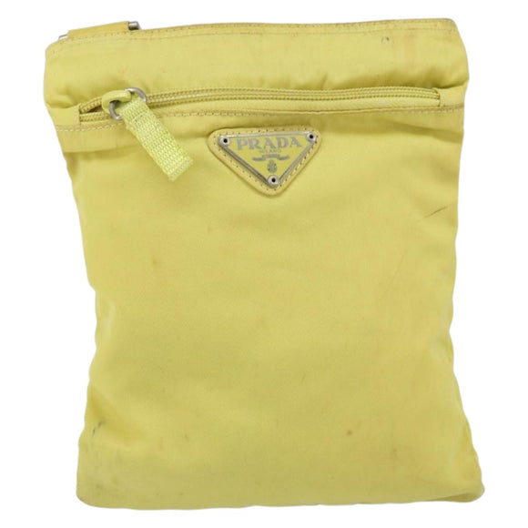 PRADA Shoulder Bag Nylon Yellow Silver Auth 152691