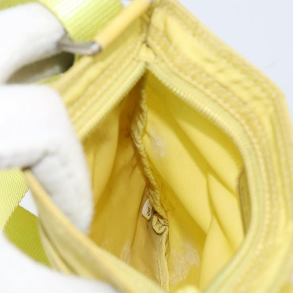 PRADA Shoulder Bag Nylon Yellow Silver Auth 152691