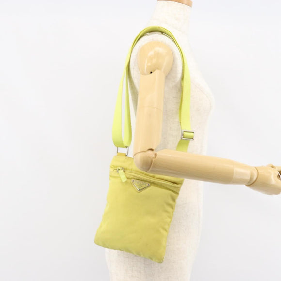 PRADA Shoulder Bag Nylon Yellow Silver Auth 152691
