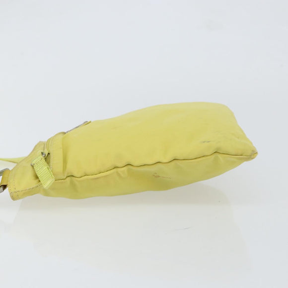 PRADA Shoulder Bag Nylon Yellow Silver Auth 152691