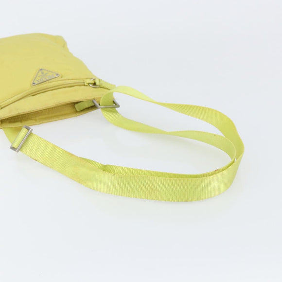 PRADA Shoulder Bag Nylon Yellow Silver Auth 152691