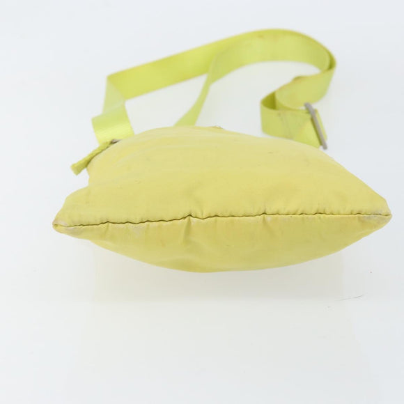 PRADA Shoulder Bag Nylon Yellow Silver Auth 152691