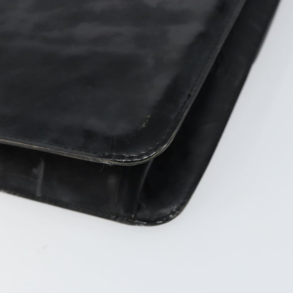 CHANEL Chain Shoulder Bag Patent leather Black Gold CC Auth 152693