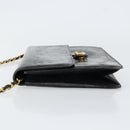 CHANEL Chain Shoulder Bag Patent leather Black Gold CC Auth 152693-4