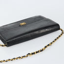 CHANEL Chain Shoulder Bag Patent leather Black Gold CC Auth 152693-6