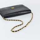 CHANEL Chain Shoulder Bag Patent leather Black Gold CC Auth 152693-7