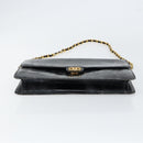 CHANEL Chain Shoulder Bag Patent leather Black Gold CC Auth 152693-5