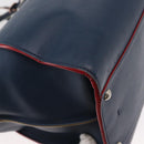 FENDI Trois Jules Hand Bag Leather Navy Silver Auth 152694-16