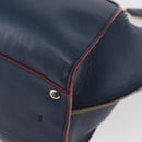 FENDI Trois Jules Hand Bag Leather Navy Silver Auth 152694-17