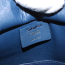 FENDI Trois Jules Hand Bag Leather Navy Silver Auth 152694-18