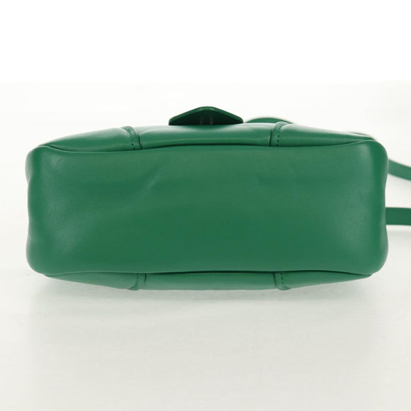PRADA Moon Bag Hand Bag Leather 2way Green Silver Auth 152696SAM