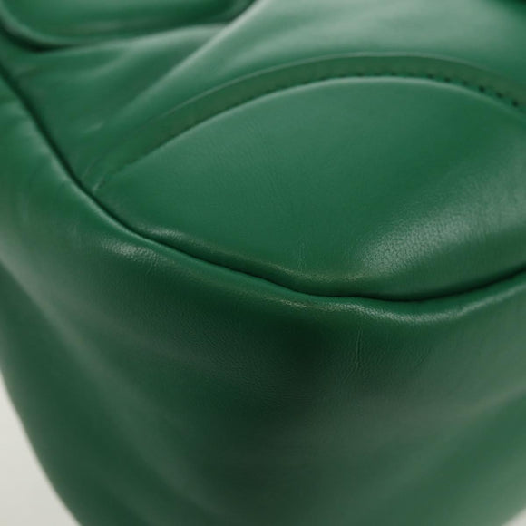 PRADA Moon Bag Hand Bag Leather 2way Green Silver Auth 152696SAM