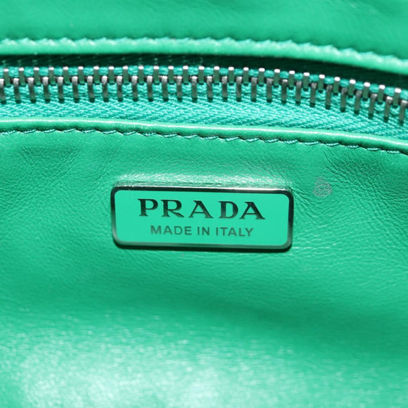 PRADA Moon Bag Hand Bag Leather 2way Green Silver Auth 152696SAM