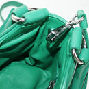 PRADA Moon Bag Hand Bag Leather 2way Green Silver Auth 152696SAM-26