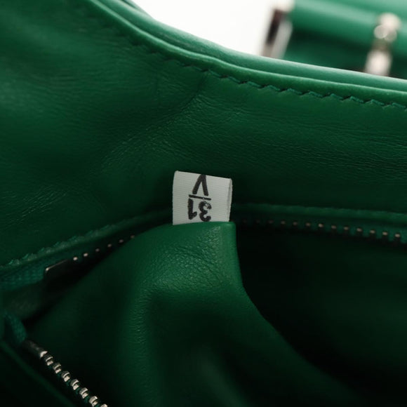 PRADA Moon Bag Hand Bag Leather 2way Green Silver Auth 152696SAM