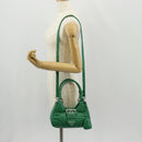 PRADA Moon Bag Hand Bag Leather 2way Green Silver Auth 152696SAM-30