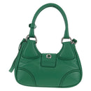 PRADA Moon Bag Hand Bag Leather 2way Green Silver Auth 152696SAM-3