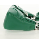 PRADA Moon Bag Hand Bag Leather 2way Green Silver Auth 152696SAM-5