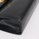 Salvatore Ferragamo Gancini Chain Shoulder Bag Leather Navy Gold Auth 152720-9