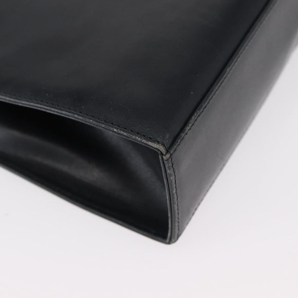 Salvatore Ferragamo Gancini Chain Shoulder Bag Leather Navy Gold Auth 152720