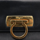 Salvatore Ferragamo Gancini Chain Shoulder Bag Leather Navy Gold Auth 152720-17