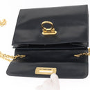Salvatore Ferragamo Gancini Chain Shoulder Bag Leather Navy Gold Auth 152720-10