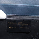 Salvatore Ferragamo Gancini Chain Shoulder Bag Leather Navy Gold Auth 152720-12
