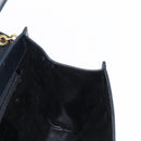 Salvatore Ferragamo Gancini Chain Shoulder Bag Leather Navy Gold Auth 152720-18