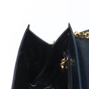 Salvatore Ferragamo Gancini Chain Shoulder Bag Leather Navy Gold Auth 152720-19