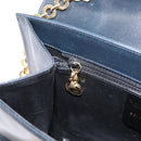 Salvatore Ferragamo Gancini Chain Shoulder Bag Leather Navy Gold Auth 152720-20