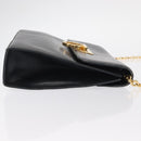 Salvatore Ferragamo Gancini Chain Shoulder Bag Leather Navy Gold Auth 152720-3