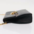 Salvatore Ferragamo Gancini Chain Shoulder Bag Leather Navy Gold Auth 152720-4