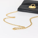 Salvatore Ferragamo Gancini Chain Shoulder Bag Leather Navy Gold Auth 152720-7