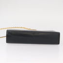 Salvatore Ferragamo Gancini Chain Shoulder Bag Leather Navy Gold Auth 152720-5