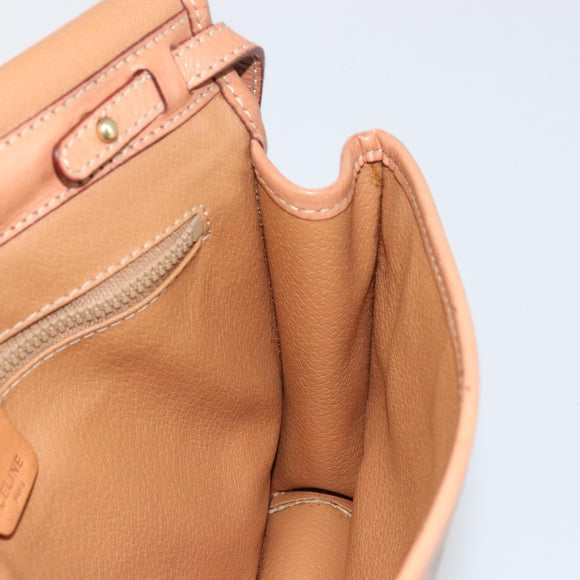 CELINE Macadam Canvas Shoulder Bag PVC Leather Beige Gold Auth 152722