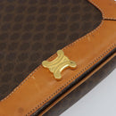CELINE Macadam Canvas Shoulder Bag PVC Leather Brown Gold Auth 152723-17