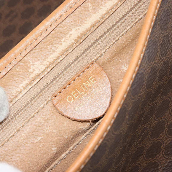 CELINE Macadam Canvas Shoulder Bag PVC Leather Brown Gold Auth 152723