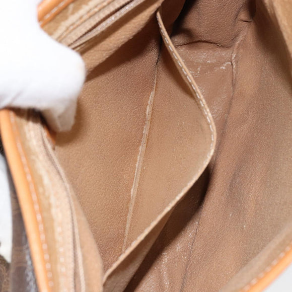 CELINE Macadam Canvas Shoulder Bag PVC Leather Brown Gold Auth 152723