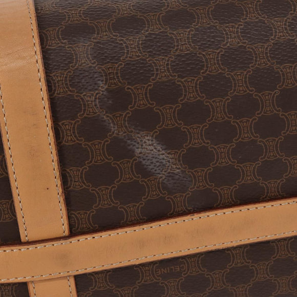 CELINE Macadam Canvas Boston Bag PVC Brown Gold Auth 152724