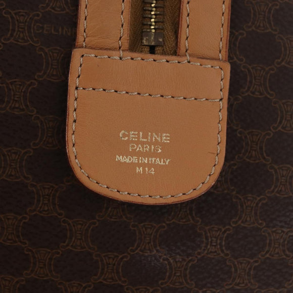 CELINE Macadam Canvas Boston Bag PVC Brown Gold Auth 152724