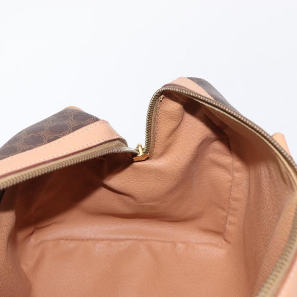 CELINE Macadam Canvas Boston Bag PVC Brown Gold Auth 152724