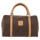 CELINE Macadam Canvas Boston Bag PVC Brown Gold Auth 152724-13