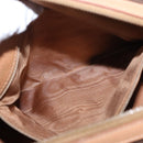 CELINE Macadam Canvas Boston Bag PVC Brown Gold Auth 152724-22