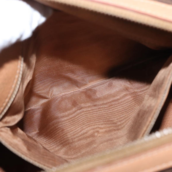 CELINE Macadam Canvas Boston Bag PVC Brown Gold Auth 152724