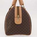 CELINE Macadam Canvas Boston Bag PVC Brown Gold Auth 152724-4