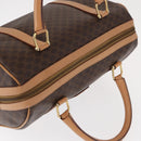 CELINE Macadam Canvas Boston Bag PVC Brown Gold Auth 152724-7